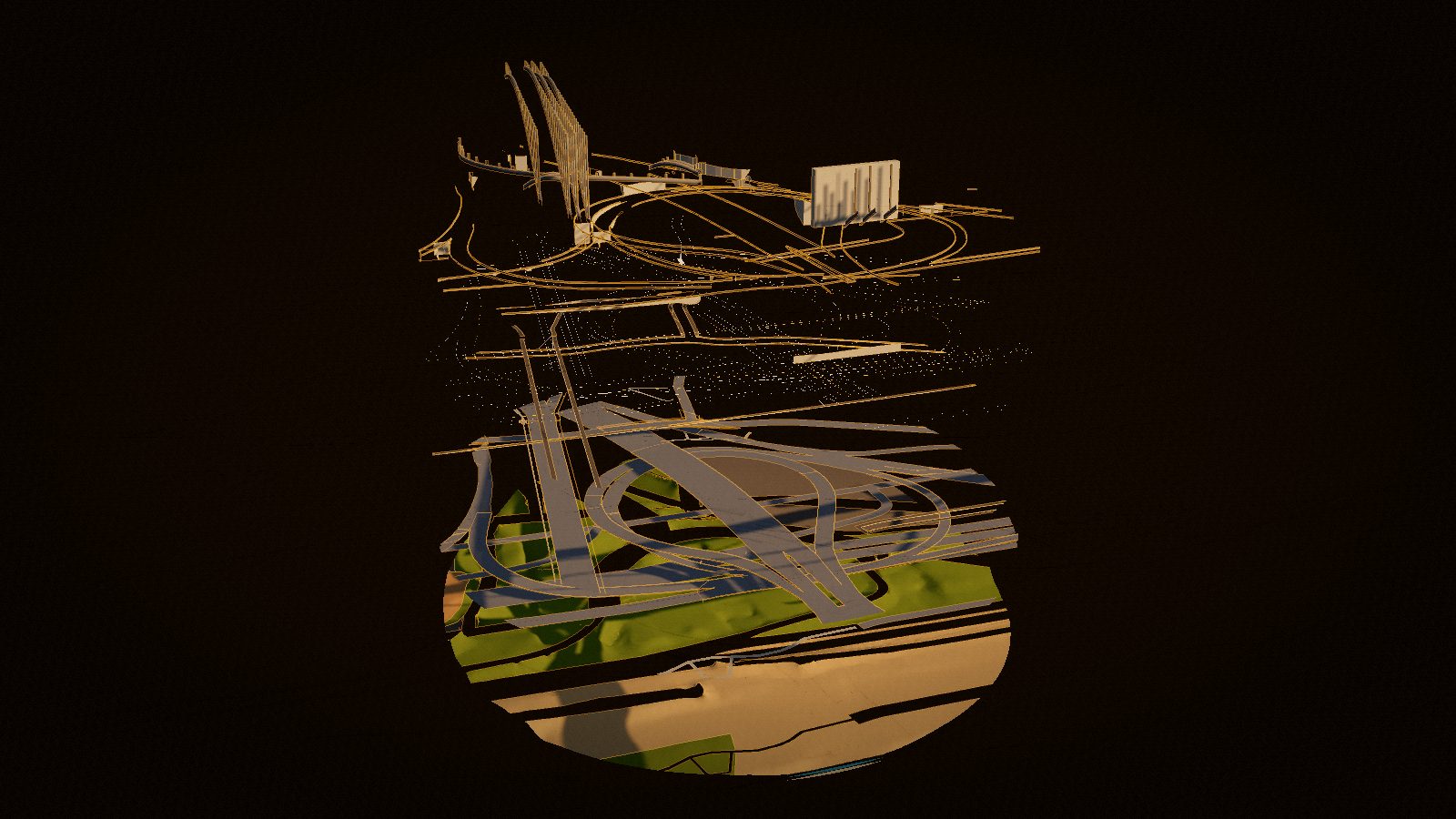The interchange split into its layers
